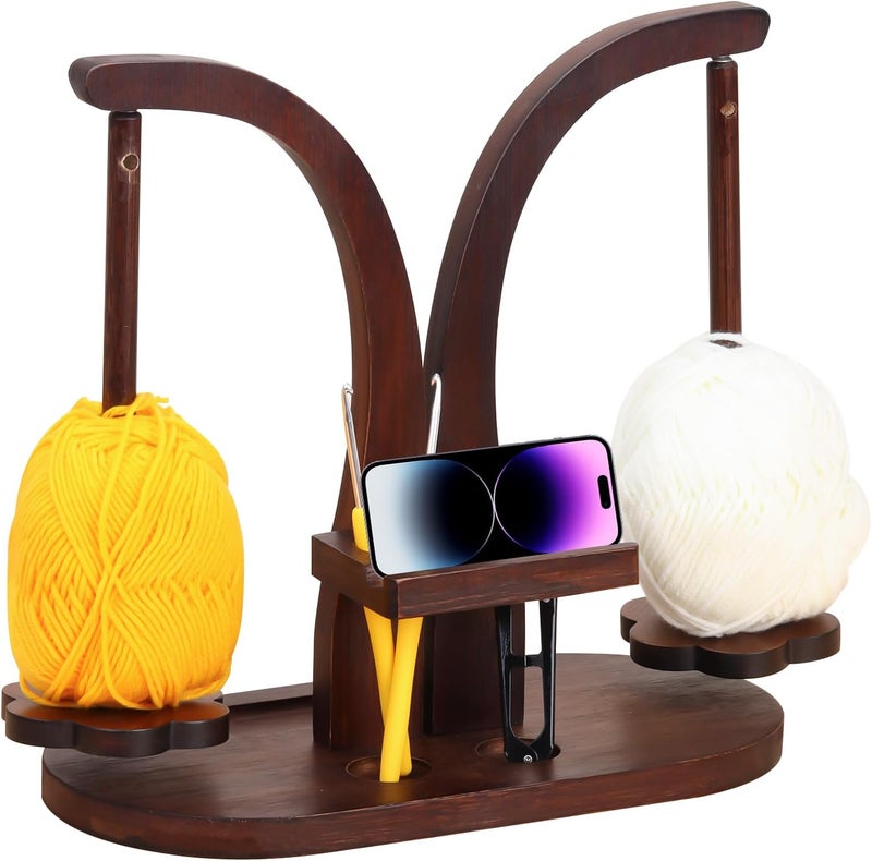 QABCYTA Yarn Holder for Crocheting， Magnetic Yarn Holder, Wood Rotary Yarn Spool Holder,Portable Wrist Yarn Holder, Holder Gifts for Crochet Lovers - Image 1